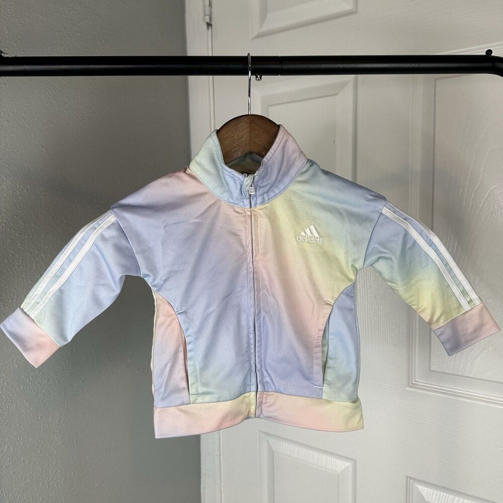 Adidas Infant Girls Pastel Rainbow Full Zip Track Jacket Size 12 Months 12M